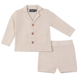 Load image into Gallery viewer, Boys Textured Knit Blazer With Short Set
