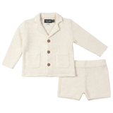 Load image into Gallery viewer, Boys Textured Knit Blazer With Short Set
