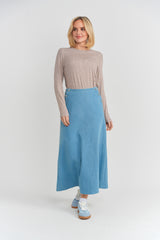 Load image into Gallery viewer, Ladies Denim Skirt With Side Waist Buttons
