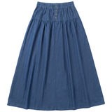 Load image into Gallery viewer, Teen Front Buttons Denim Midi Skirt
