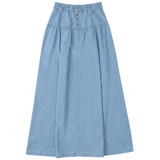Load image into Gallery viewer, Teen Front Buttons Denim Midi Skirt
