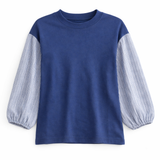 Load image into Gallery viewer, Teens Linen Striped &amp; Cotton Rib T Shirt
