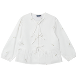 Load image into Gallery viewer, Teen Embroidery Cotton Blouse With Bows
