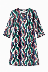 Load image into Gallery viewer, Ladies Geo &amp; Solid Print Swim Dress

