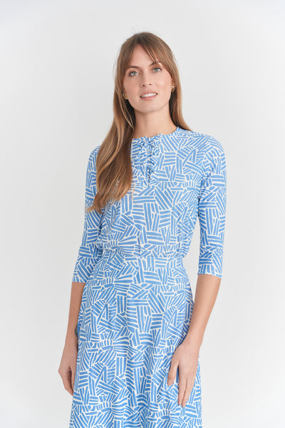 Ladies Geo & Solid Print Swim Top