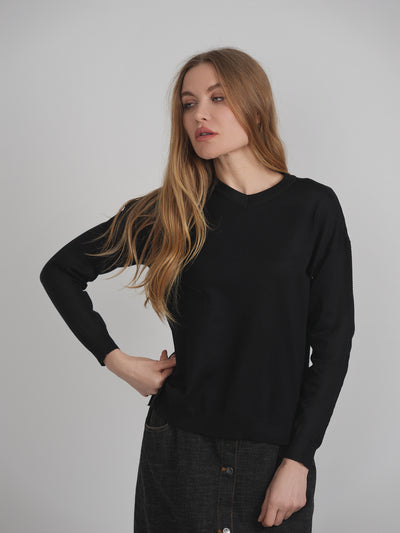 V-Neck Rib Combo Sweater