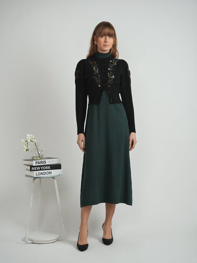 Knit Midi Mock A Line Jumper
