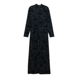 Load image into Gallery viewer, Ladies Mock Neck Flocked Chiffon Maxi Dress
