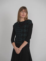 Load image into Gallery viewer, Ladies Houndstooth Contrast Knit Vest
