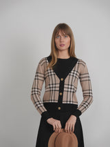 Load image into Gallery viewer, Ladies Plaid Knit Cardigan

