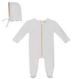 Load image into Gallery viewer, Baby Pom Pom Trim Onesie With Bonnet
