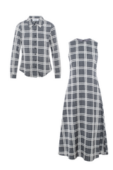 Load image into Gallery viewer, Ladies Checkered Shirt Jumper Set
