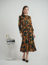 Load image into Gallery viewer, Ladies Printed Satin Accordian Pleated Dress
