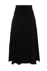 Load image into Gallery viewer, Ladies Ponte Top Stitch Paneled A Line Midi Skirt
