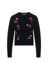 Load image into Gallery viewer, Ladies Emboidered Knit Cropped Cardigan
