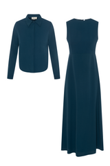 Load image into Gallery viewer, Ladies Crepe Bolero Midi Shirt Dress
