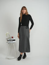 Load image into Gallery viewer, Cool Wool Midi A Line Strap Skirt
