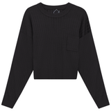 Load image into Gallery viewer, Ladies Cropped Over Sized Pocket Sweater
