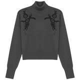 Load image into Gallery viewer, Ladies Mock Neck Applique Sweater

