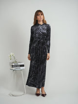 Load image into Gallery viewer, Ladies Floral Velour Mock Wrap Maxi Dress
