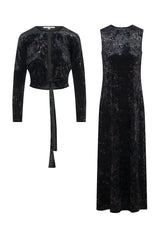 Load image into Gallery viewer, Printed Velour Maxi Jumper Set
