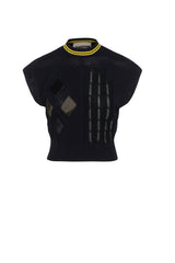 Load image into Gallery viewer, Ladies Cable Vest With Horse Hair Leather Trim
