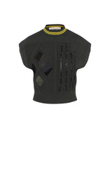 Load image into Gallery viewer, Ladies Cable Vest With Horse Hair Leather Trim
