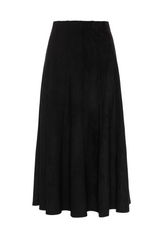 Load image into Gallery viewer, Ladies Midi Suede Paneled Skirt
