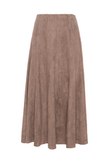Load image into Gallery viewer, Ladies Midi Suede Paneled Skirt
