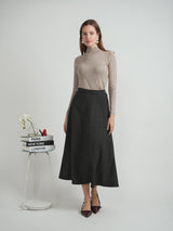 Load image into Gallery viewer, Ladies Wool Button Side Midi Skirt
