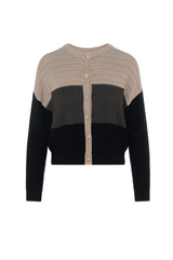 Load image into Gallery viewer, Ladies Cropped Knit Color Blocked Cardigan
