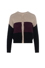 Load image into Gallery viewer, Ladies Cropped Knit Color Blocked Cardigan
