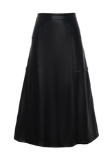 Load image into Gallery viewer, Ladies Leather Paneled Midi Skirt
