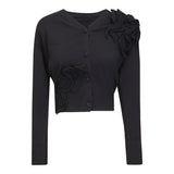 Load image into Gallery viewer, Ladies Cropped Flower Cardigan
