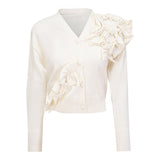 Load image into Gallery viewer, Ladies Cropped Flower Cardigan
