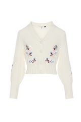 Load image into Gallery viewer, Ladies Embroidered Cropped Cardigan
