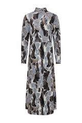Load image into Gallery viewer, Ladies Velvet Printed Midi Mock Neck Dress
