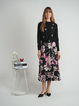 Load image into Gallery viewer, Ladies Velvet Printed Midi Mock Neck Dress
