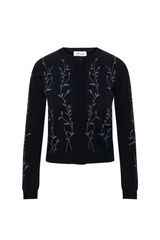 Load image into Gallery viewer, Ladies Embrodered Knit Cropped Cardigan
