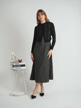 Load image into Gallery viewer, Ladies Embrodered Knit Cropped Cardigan
