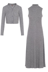 Load image into Gallery viewer, Ladies Cable Knit Mock Neck Midi Set
