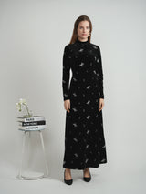 Load image into Gallery viewer, Ladies Embroidered Velour Maxi Dress
