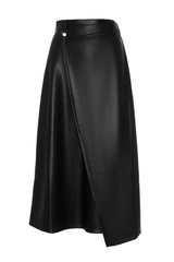 Load image into Gallery viewer, Ladies Leather Wrap Midi Skirt
