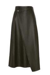 Load image into Gallery viewer, Ladies Leather Wrap Midi Skirt
