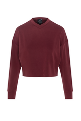 Load image into Gallery viewer, Ladies Ribbed V Neck Cropped Sweat Shirt
