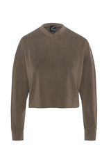 Load image into Gallery viewer, Ladies Ribbed V Neck Cropped Sweat Shirt
