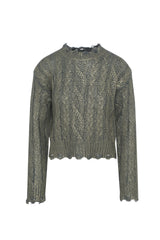 Load image into Gallery viewer, Cropped Metalic Cable Sweater
