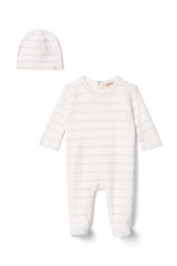 Load image into Gallery viewer, Baby Velour Romper Set With Small Print
