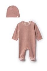 Load image into Gallery viewer, Velour Baby Romper Set With Cherry Print
