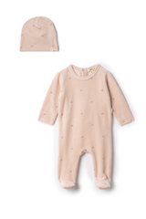 Load image into Gallery viewer, Velour Baby Romper Set With Cherry Print
